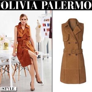 Olivia Palermo Sleeveless Suede Trench Coat/Dress. Size S. EUC.